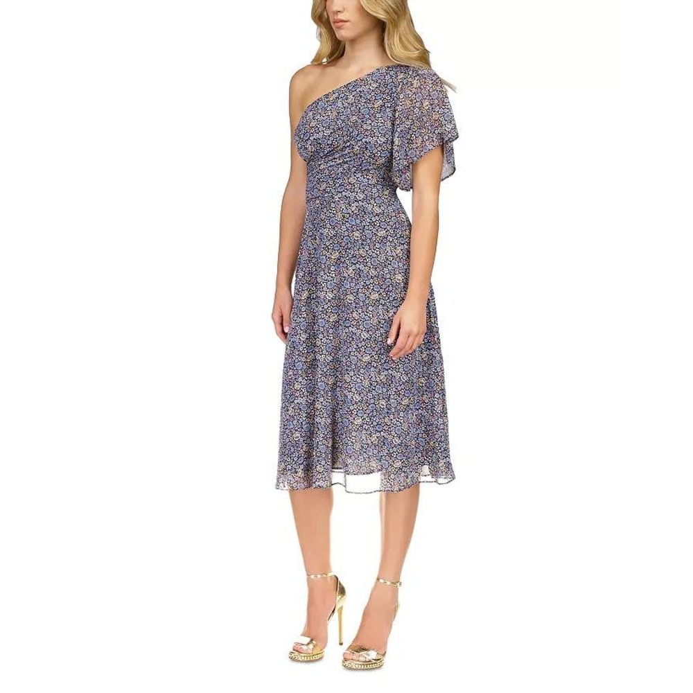 Michael Kors‎ Field of Flowers One Shoulder Dress Midi Dress S /#7201